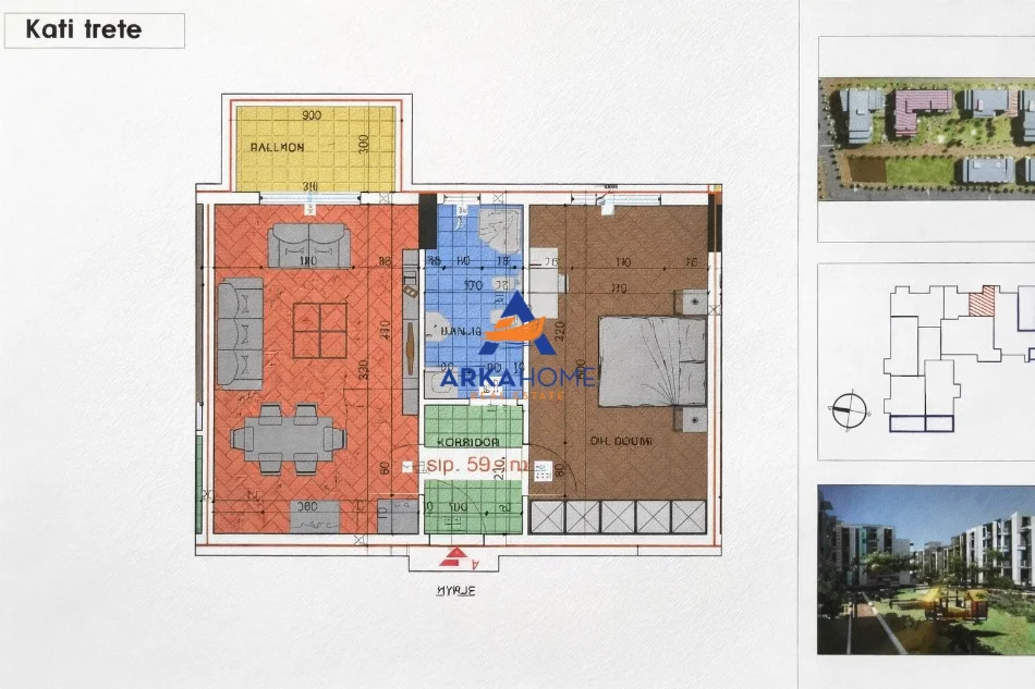 Tirane, shitet apartament 1+1+Ballkon Kati 3, 67 m² 150.000 € 