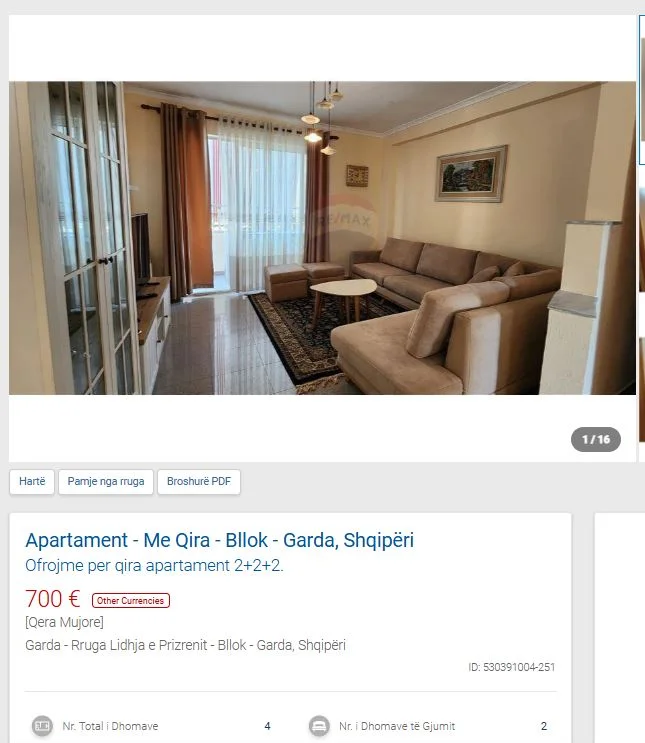 Tirane, jepet me qera apartament 2+1 Kati 4, 84 m² 700 € (TE GARDA NE BLLOK)