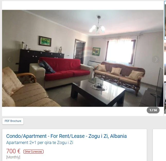 Tirane, jepet me qera apartament 2+1 Kati 4, 113 m² 700 € (ZOGU I ZI)