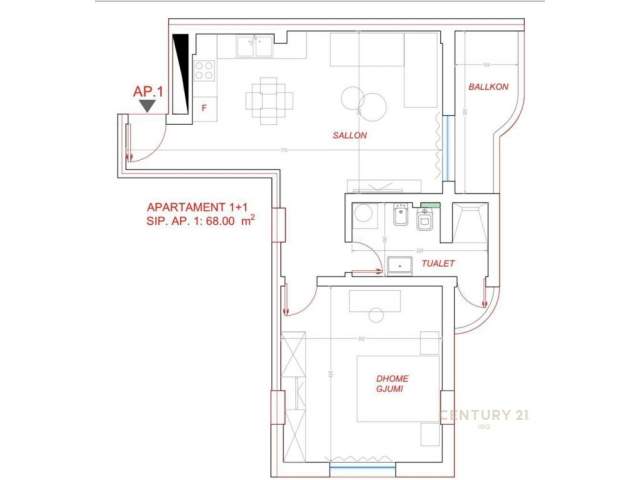 Tirane, shitet apartament 1+1+BLK Kati 3, 68 m² 88.500 Euro (ish hipoteka)