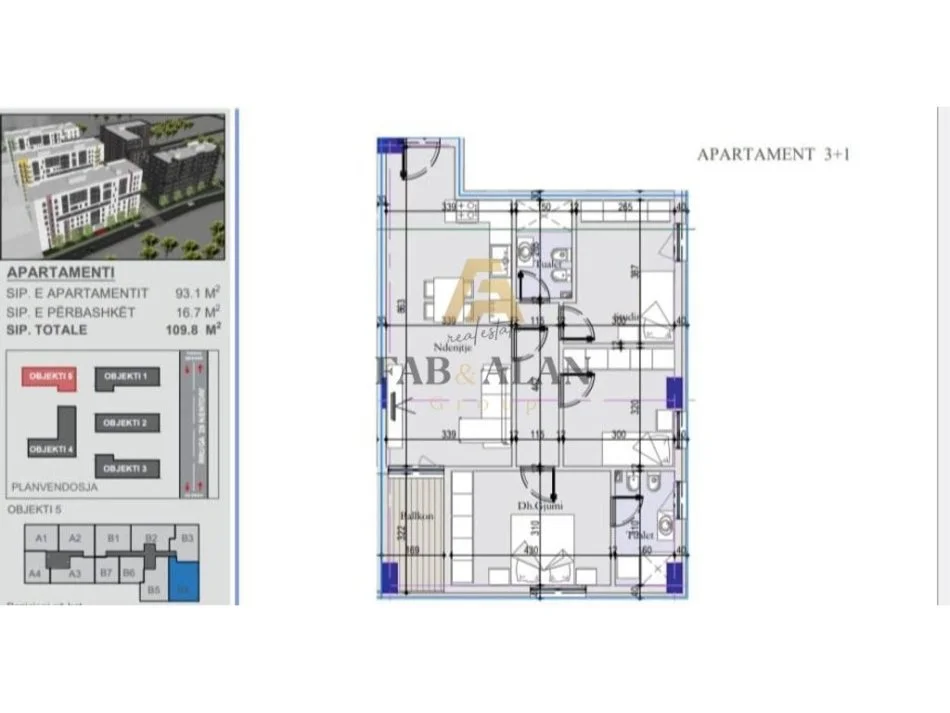Tirane, shitet apartament 3+1 Kati 4, 110 m² 142.740 € (Laprake)