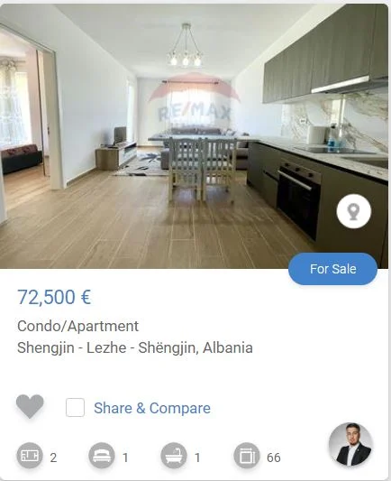 Shqiperi, shitet apartament 1+1 Kati 6, 66 m² 72.500 € (lezhe)