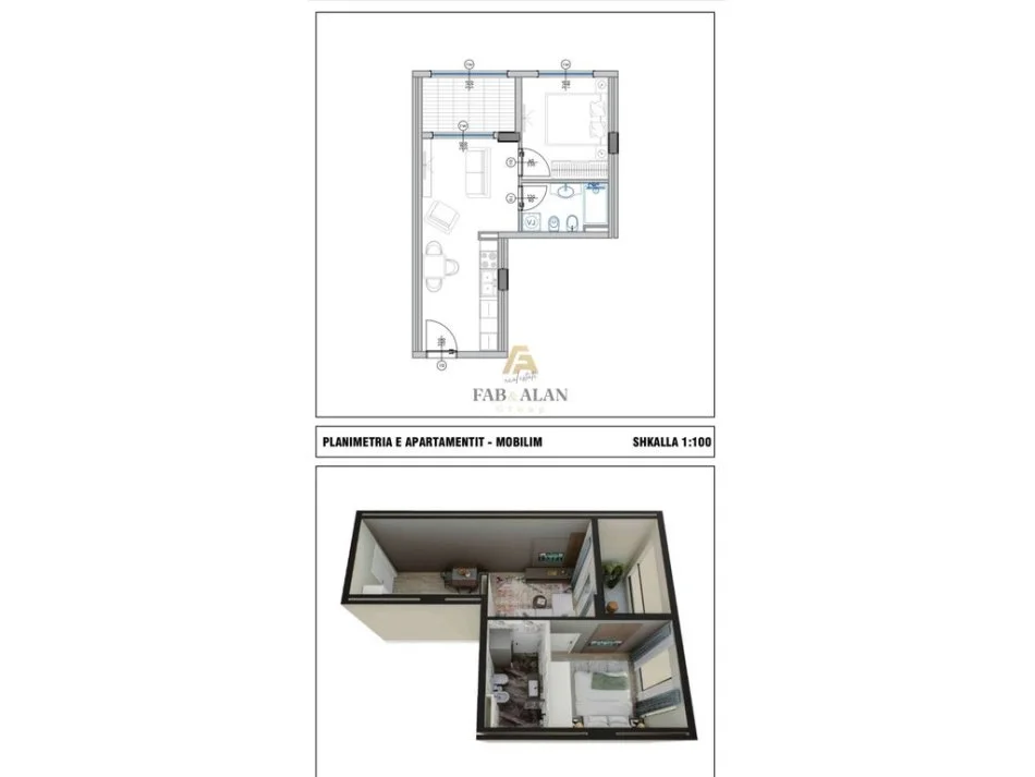 Qerret, shitet apartament 1+1 Kati 5, 52 m² 70.200 € (Qerret)