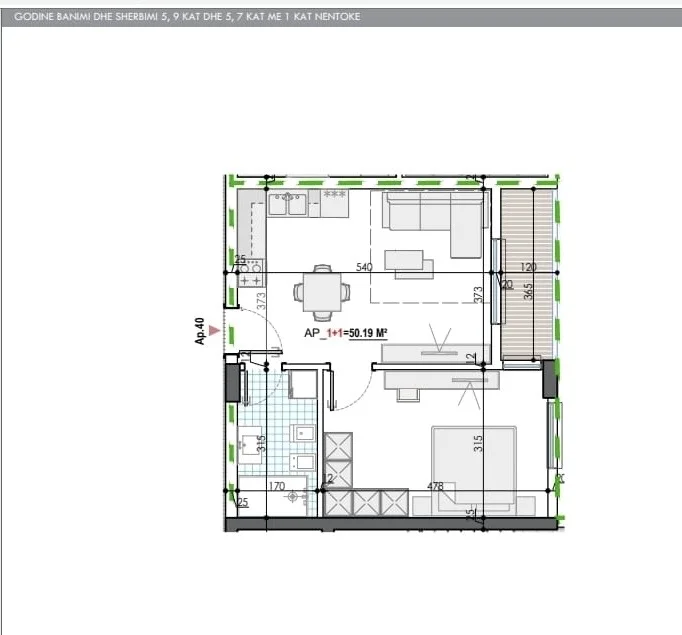 Tirane, shitet apartament 1+1+Ballkon Kati 3, 59 m² 45.000 € (Mehillaj Kamez)