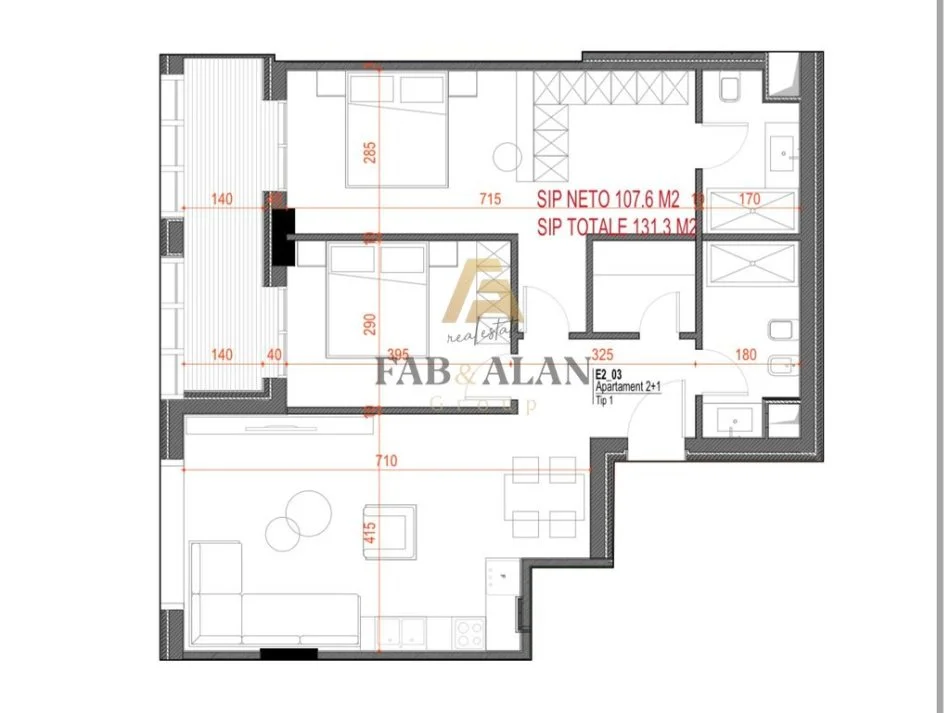 Dhermi - Palase, shitet apartament 2+1 Kati 2, 131 m² 328.250 € (Drimadhe)
