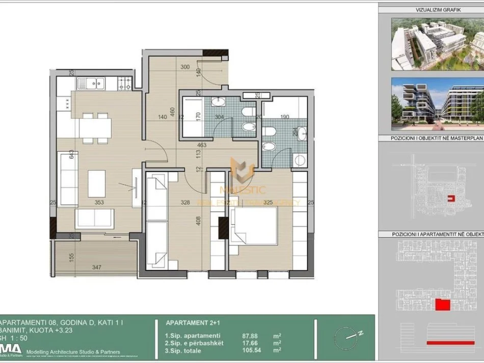 Tirane, shitet apartament 2+1+Ballkon Kati 1, 106 m² 103.000 € (univers city)