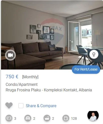 Tirane, jepet me qera apartament 2+1 Kati 4, 128 m² 750 € (TE KONTAKTI 21 DHJETORI)