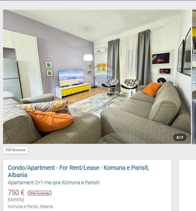 Tirane, jepet me qera apartament 2+1 Kati 4, 76 m² 750 € (KOMUNA E PARISIT)