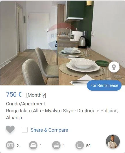 Tirane, jepet me qera apartament 2+1 Kati 4, 100 m² 750 € (TE PETRO NINI)