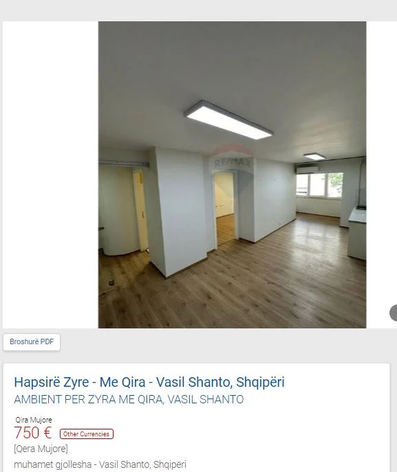 Tirane, jepet me qera zyre Kati 3, 95 m² 750 € (VASIL SHANTO)