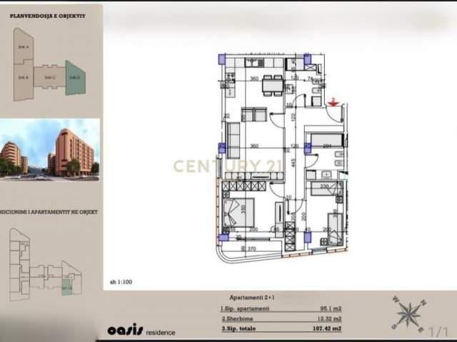 Tirane, shitet apartament 2+1+BLK Kati 5, 107 m² 128.900 Euro
