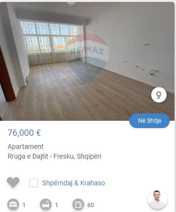 Tirane, shitet apartament 1+1 Kati 3, 55 m² 76.000 € (NE FRESK)