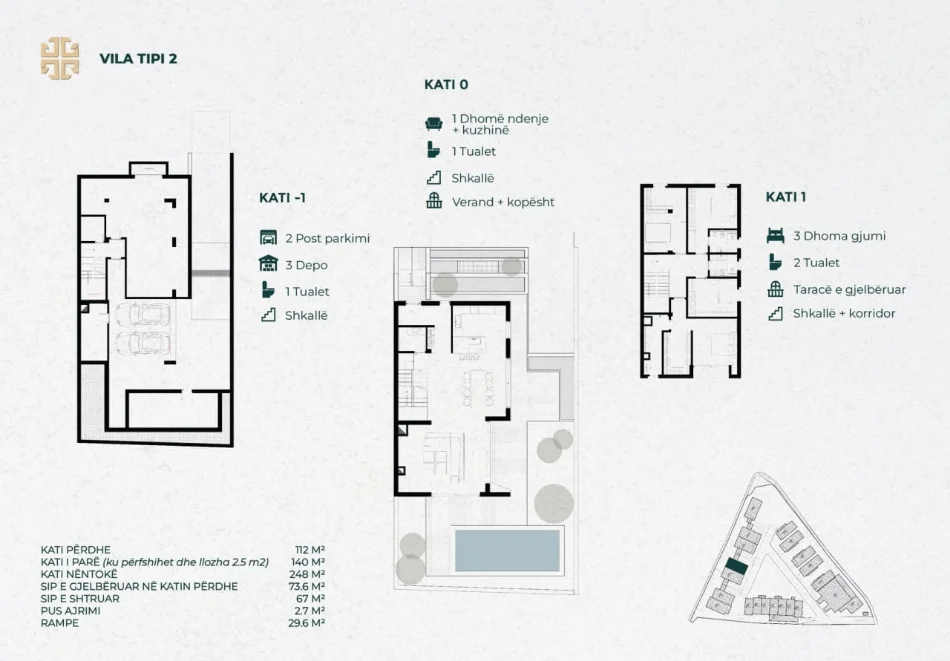 Tirane, shitet Vile 2 Katshe , 500 m² 1.250.000 € 