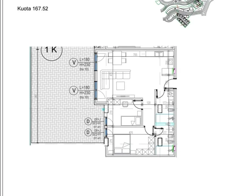 Tirane, shitet apartament 2+1+Verande Kati 1, 163 m² 165.000 € (Rezidenca Kodra e Diellit)