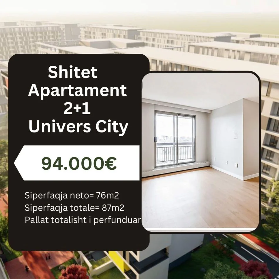 Tirane, shitet 2+1 Kati 3, 87 m² 94.000 € (Univers City)