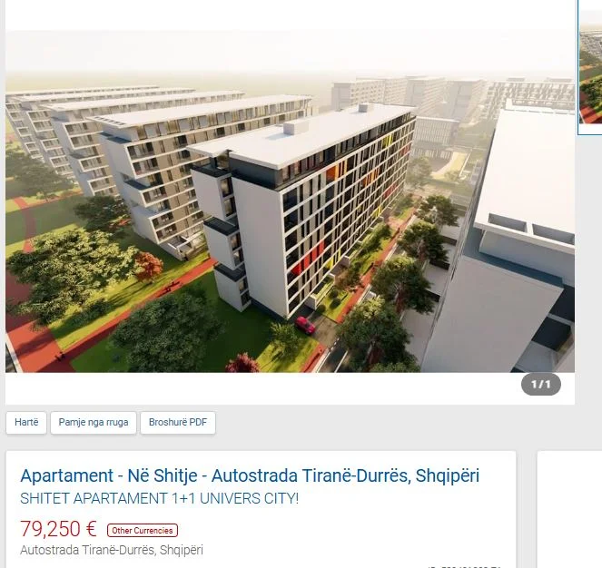 Tirane, shitet apartament 1+1 Kati 7, 63 m² 79.250 € (UNIVERS CITY)