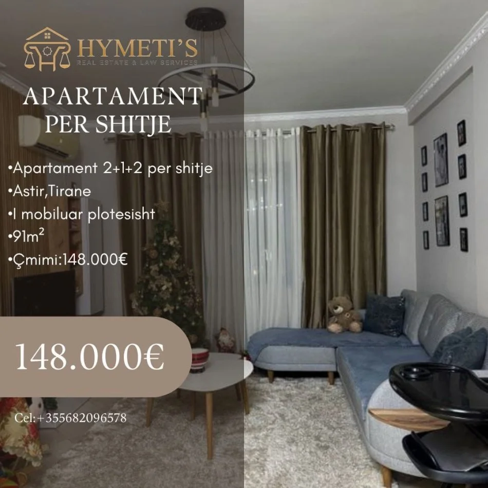 Tirane, shitet apartament 2+1 Kati 3, 91 m² 148.000 € 
