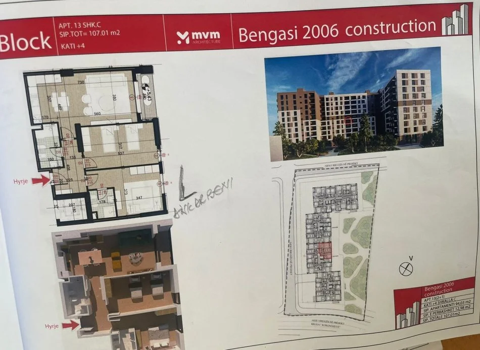 Tirane, shitet apartament 2+1 Kati 4, 107 m² 149.940 € (Porcelan)