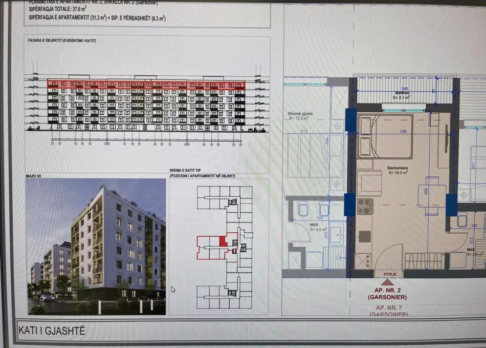 Durres, shitet garsonier Kati 5, 37 m² 