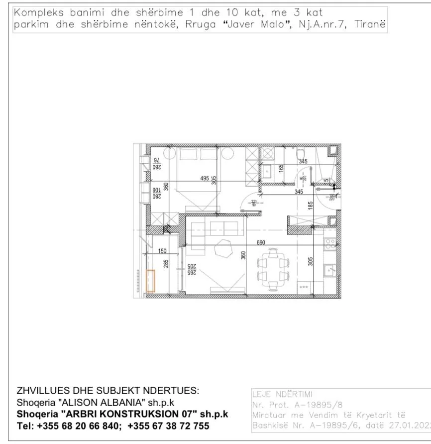 Tirane, shitet apartament 1+1 Kati 5, 77 m² 170.000 € (Rruga Javer Malo)