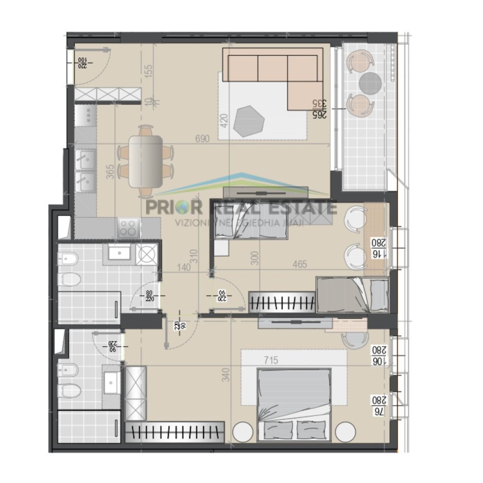 Tirane, shitet apartament 1+1/2+1+2 , 1800 €/m2 (Rruga Javer Malo) Unaza e Madhe