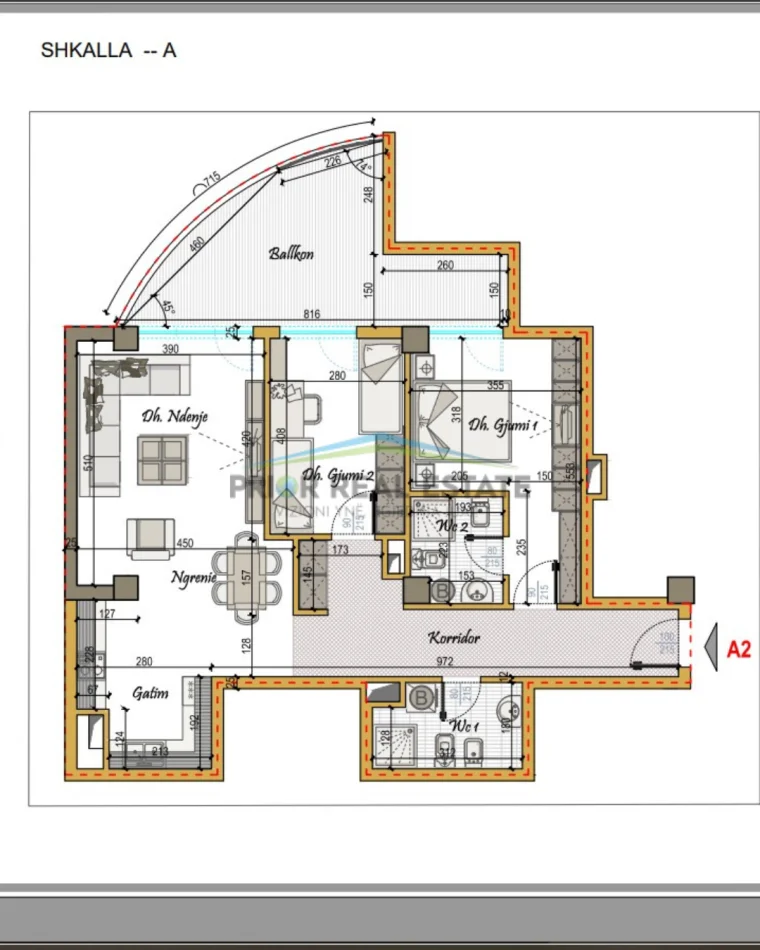 Tirane, shitet apartament 2+1+2  Kati 2, 130 m² 1350€/M2  (Astir)