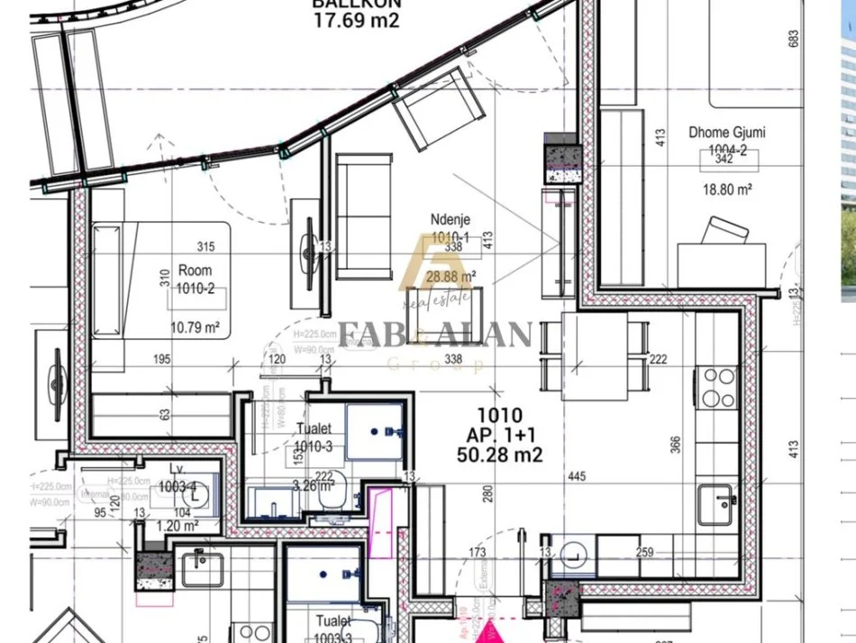 Tirane, shitet apartament 1+1 Kati 10, 80 m² 373.700 € (Sheshi Skenderbej)