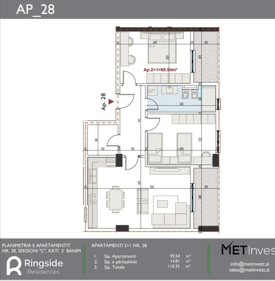 🔱APARTAMENT 2+1 NE SHITJE PASKUQAN
