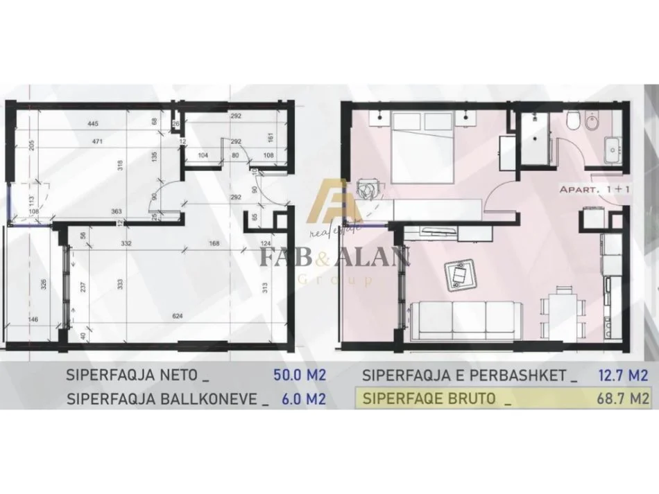 Mali Robit, shitet apartament 1+1 Kati 2, 69 m² 82.440 € (Mali I Robit)