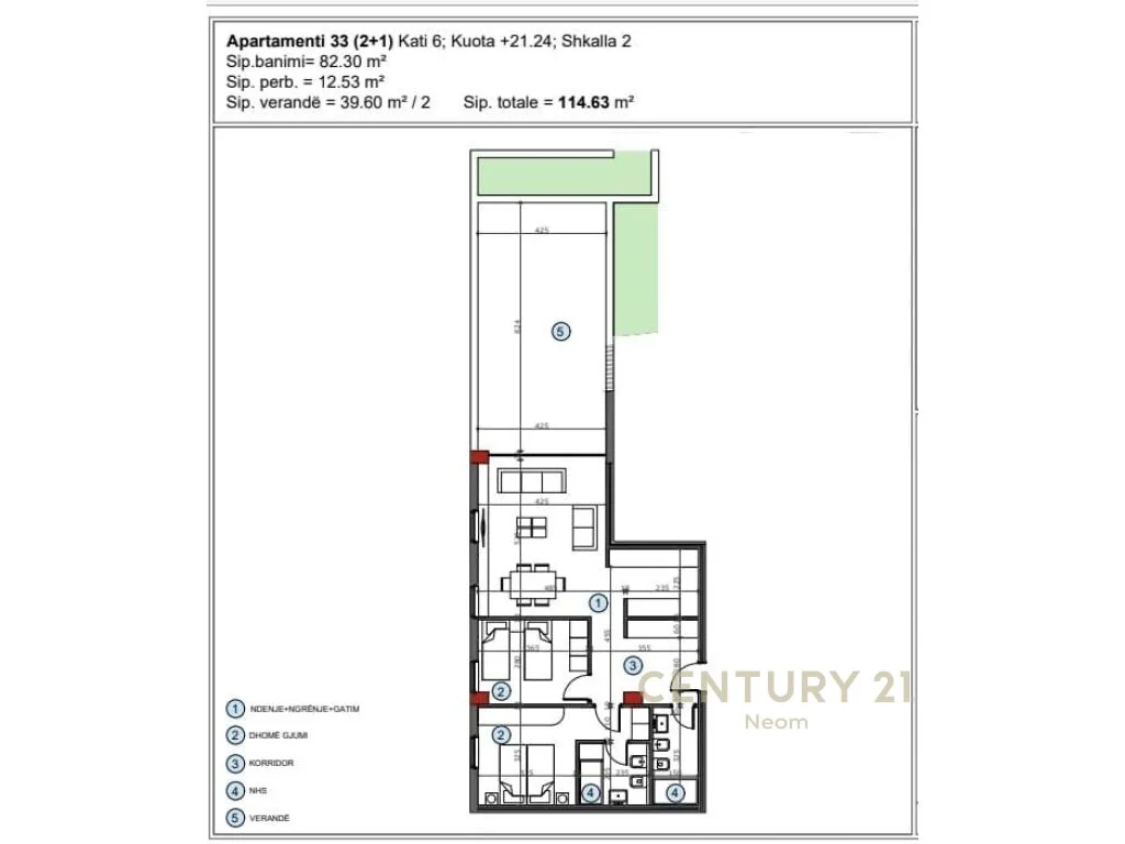 Shitet Apartamenti 2+1+2 ne nje kompleks ne Ali Dem Neom86214