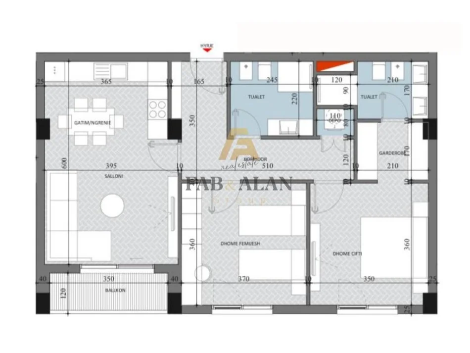 Tirane, shitet apartament 2+1 Kati 5, 103 m² 103.400 € (Paskuqan)