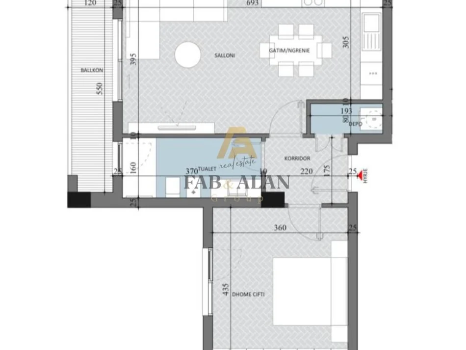 Tirane, shitet apartament 1+1 Kati 5, 79 m² 78.750 € (Paskuqan)
