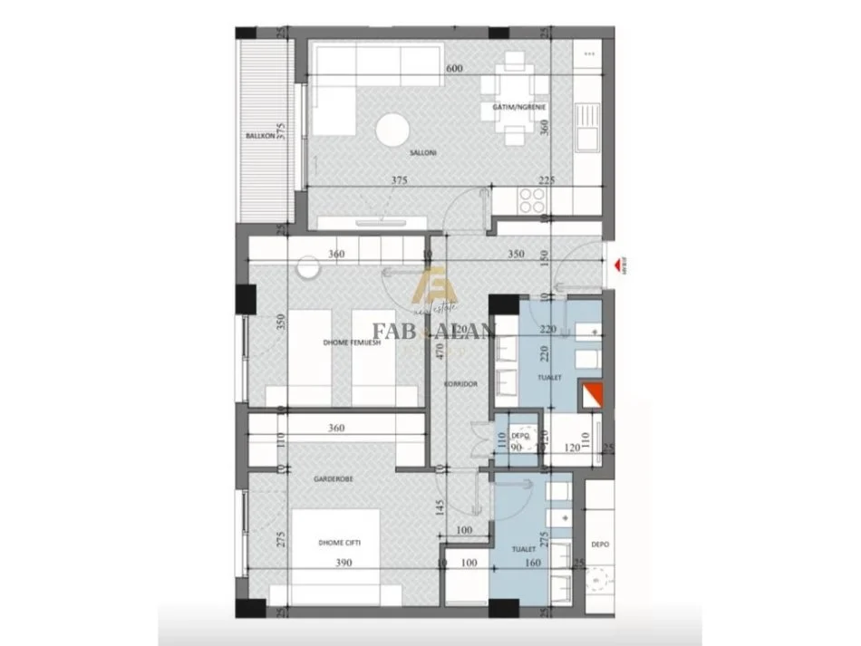 Tirane, shitet apartament 2+1 Kati 2, 102 m² 102.400 € (Paskuqan)