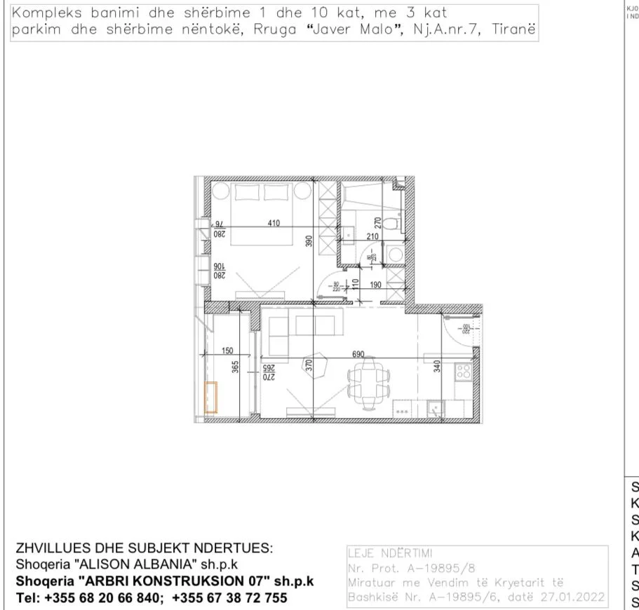 Tirane, shitet apartament 1+1 Kati 6, 77 m² 170.000 € (Rruga Javer Malo)