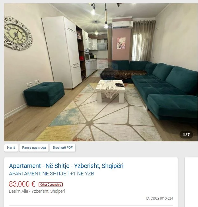 Tirane, jepet me qera apartament 1+1 Kati 3, 61 m² 83.000 € (RRUGA BESIM ALLA YZBERISH)