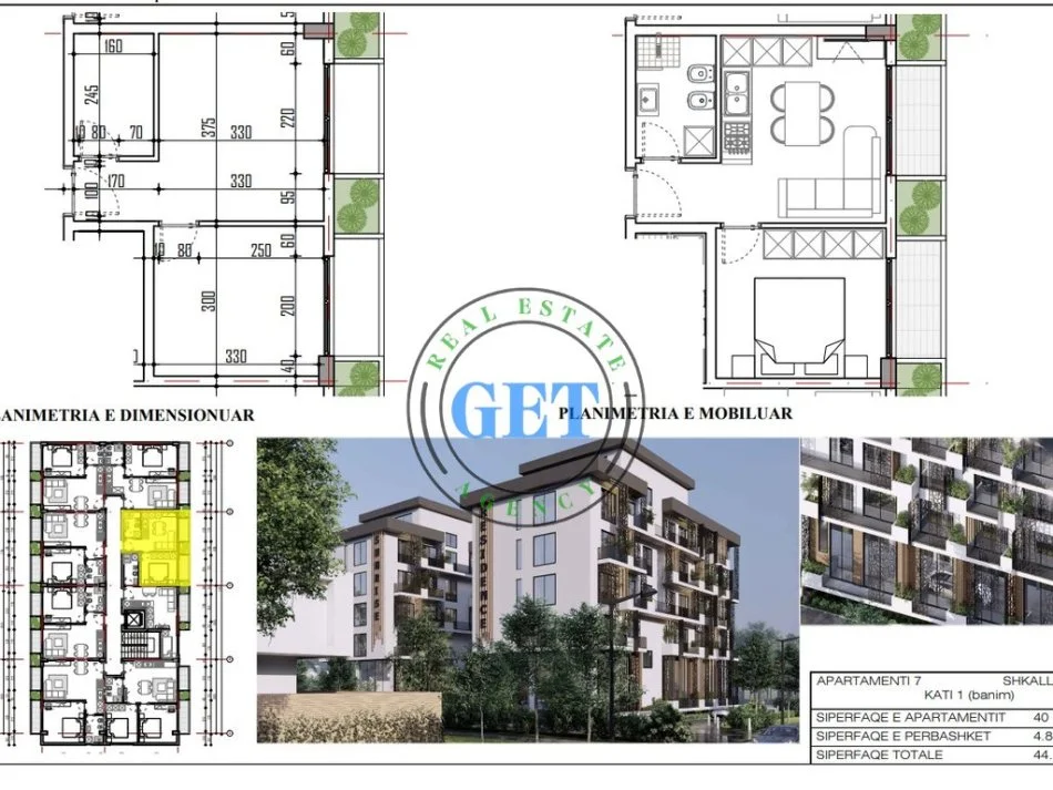 Durres, shitet apartament 1+1 Kati 1, 45 m² (MALI I ROBIT)