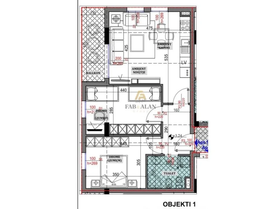 Tirane, shitet apartament 2+1 Kati 1, 79 m² 126.500 € (Sauk)