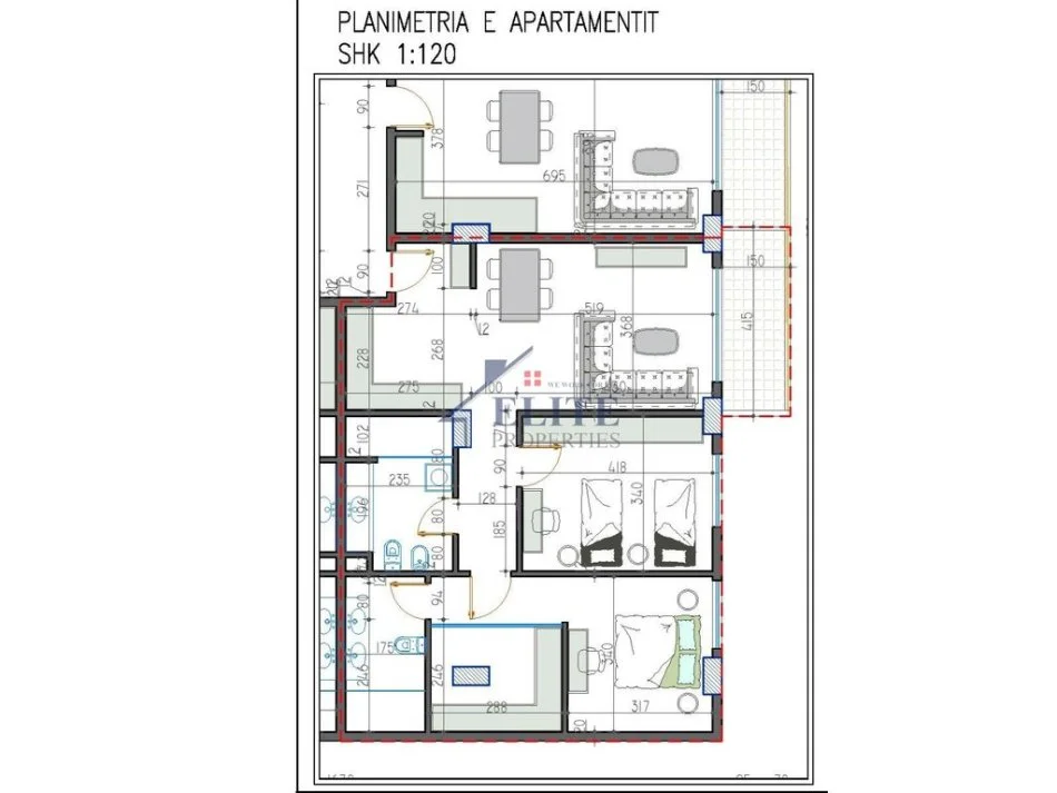 Tirane, shitet apartament 2+1+Ballkon Kati 3, 114 m² 131.181 € (Golden Hands Paskuqan)