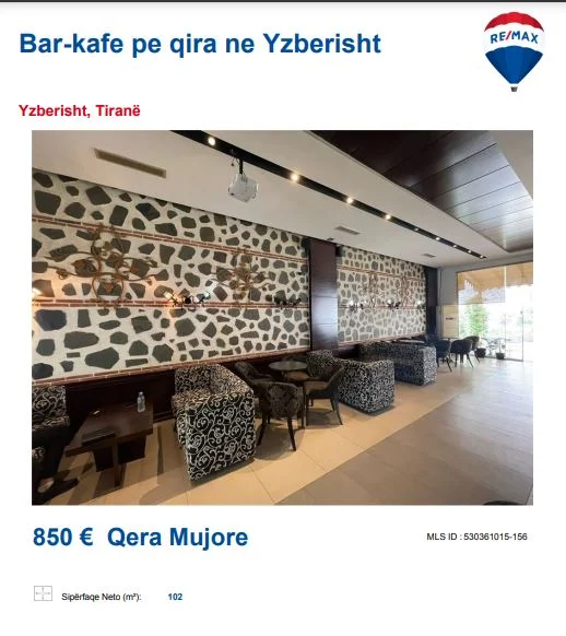 Tirane, jepet me qera lokal Kati 0, 102 m² 850 € (YZBERISHT)