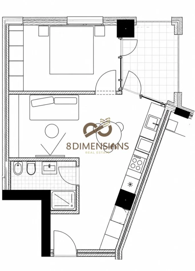 Apartament 1+1 per shitje tek River Park, Astir D8141A-124