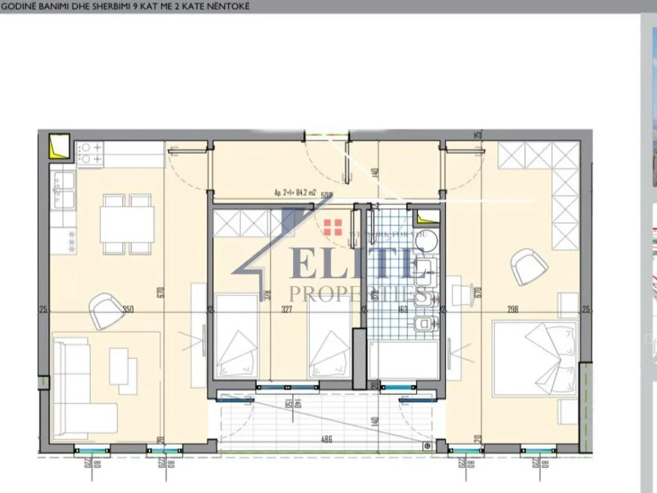 Tirane, shitet apartament 2+1+Ballkon Kati 2, 97 m² 125.000 € (Univers City)
