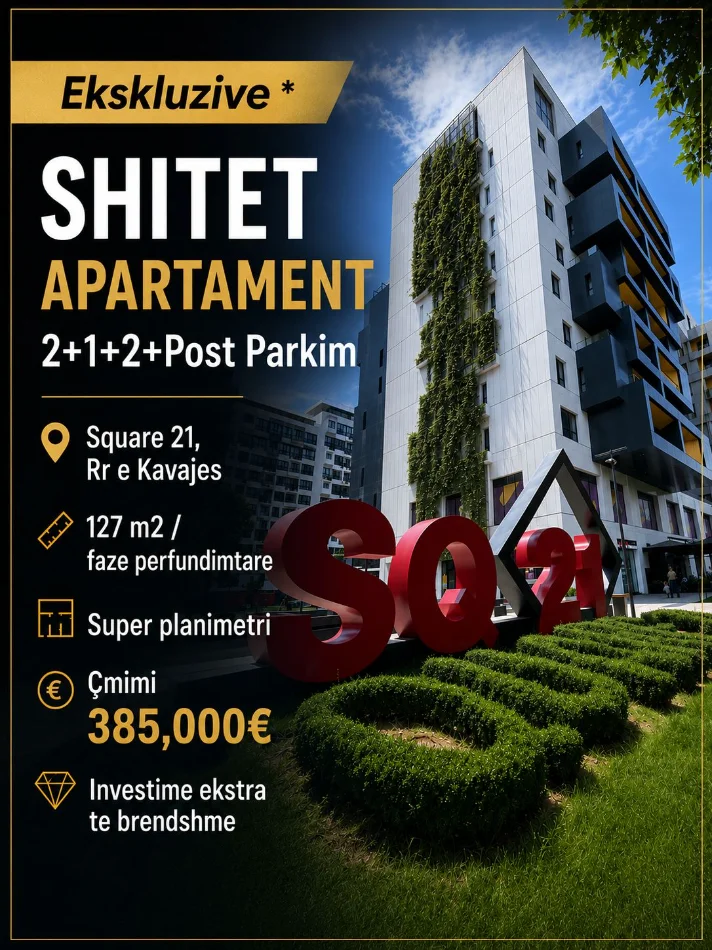 Tirane, shitet apartament 2+1 , 127 m² 385.000 € (rruga e kavajes , 21 dhjetori)