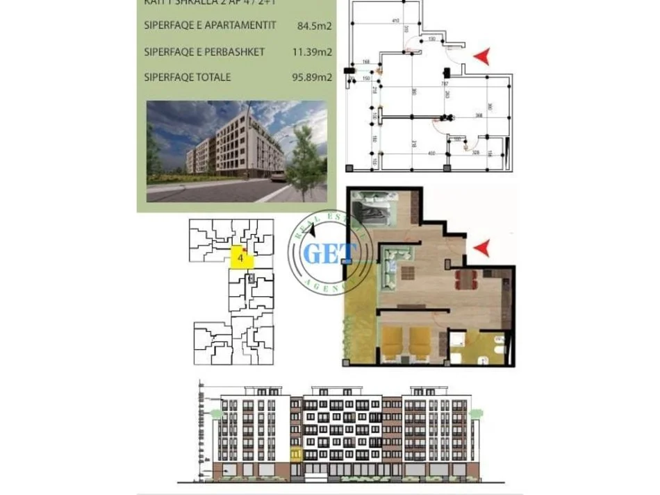 Durres, shitet apartament 2+1 Kati 2, 96 m² 96.000 € 