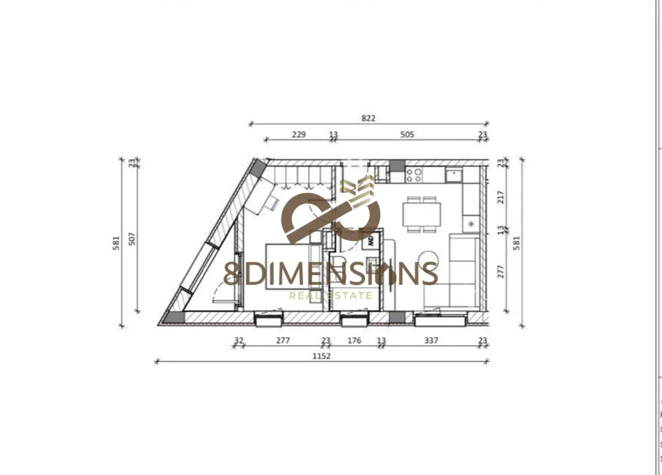 Apartament 1+1 +ballkon ne shitje tek Rezidenca Kadiu, Ali Dem - Tirane (ID D8141A-127)