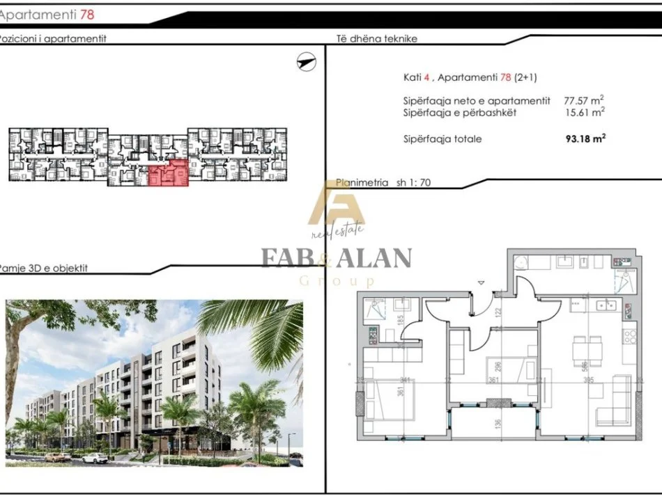 Golem, shitet apartament 2+1 Kati 4, 93 m² 149.000 € (Golem)