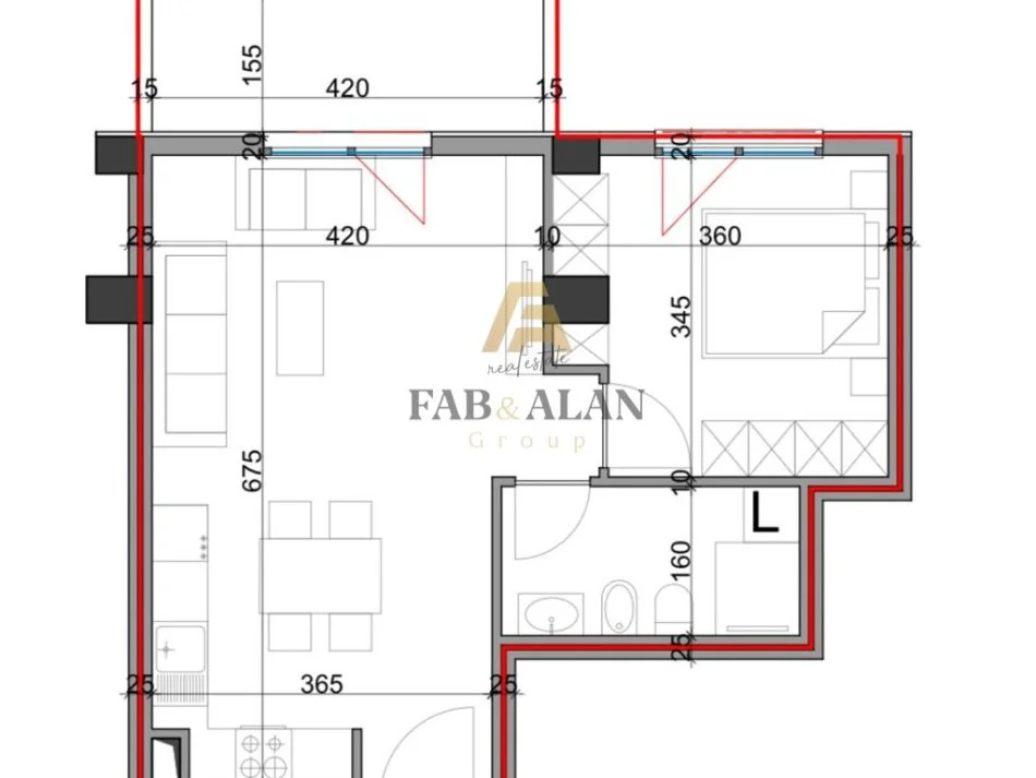 Tirane, shitet apartament 1+1 Kati 4, 68 m² 114.920 € (Rruga e Kavajes)