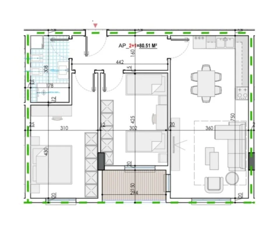 Tirane, shes apartament 2+1+Ballkon Kati 6, 94 m² 72.500 € (Kamez)