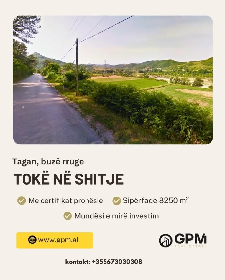 Tirane, shitet toke , 8.250 m² (Tagan).
