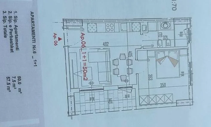 Tirane, shitet apartament 1+1 Kati 6, 57 m² 66.125 € (PASKUQAN)
