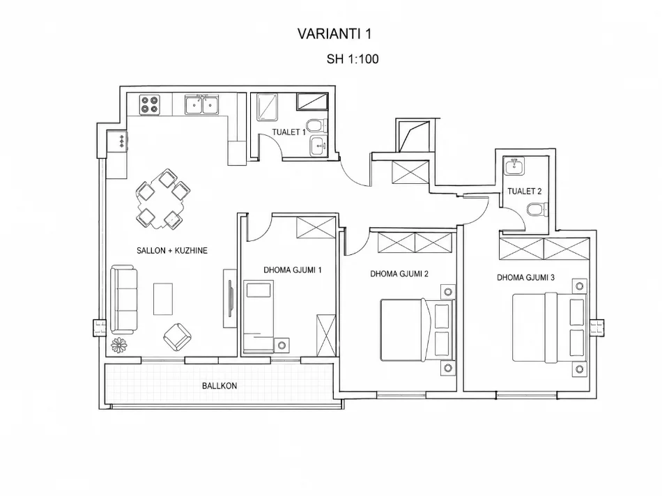 Tirane, shitet apartament 3+1+Ballkon , 134 m² (Rruga e Salës)